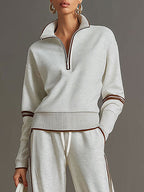 Retro Lounge-Set "Chic & Cosy“ - Zweiteiler mit Half-Zip & Wide Leg Hose