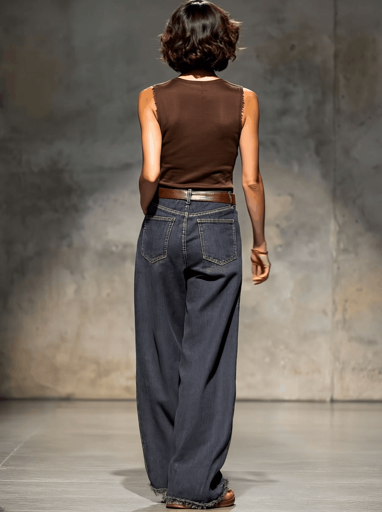 Vintage-Jeans mit lockerer Passform, unversäuberten Säumen und weitem Bein in Dunkelgrau
