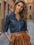 Lockere Jeansbluse mit langen Ärmeln