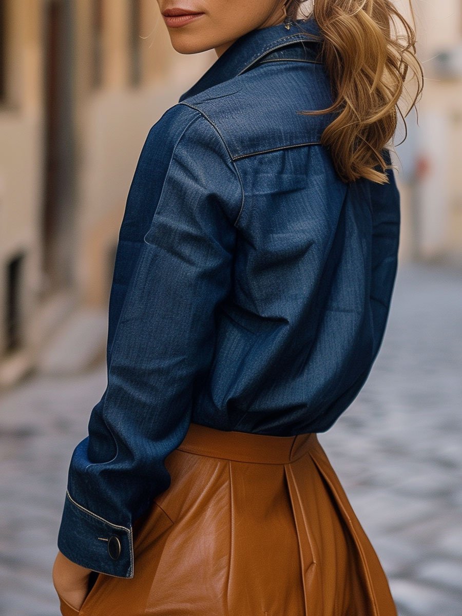 Lockere Jeansbluse mit langen Ärmeln