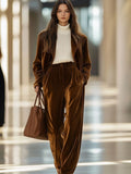 Lockere Vintage-Anzughose aus Samt mit Taschen
